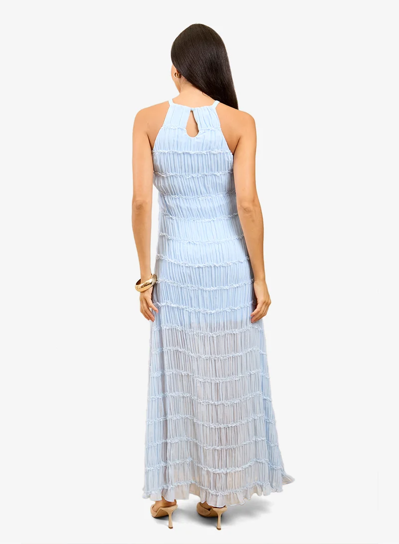 Little Mistress Blue Texture Maxi Dress